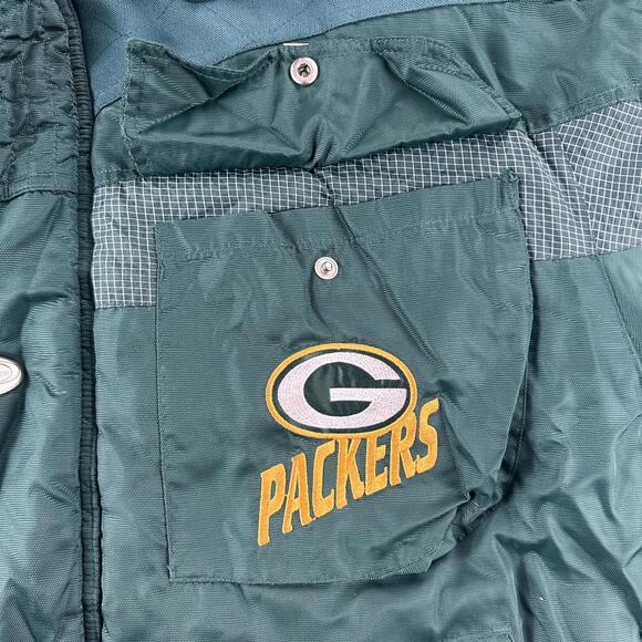 VTG Green Bay Packers Jacket Mens XL Green Puffer 90's Logo Athletic Pro Line - Picture 8 of 11